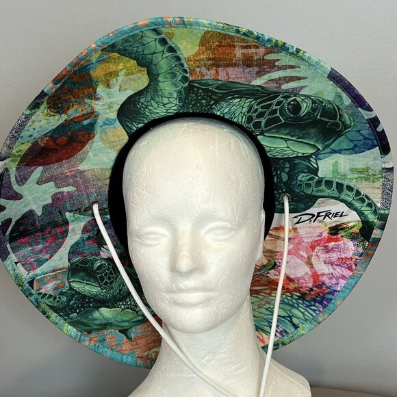 Overhead Surf Shop D. Friel Turtle Art Straw Lifeguard Hat Mad Beach Florida - Picture 5 of 16